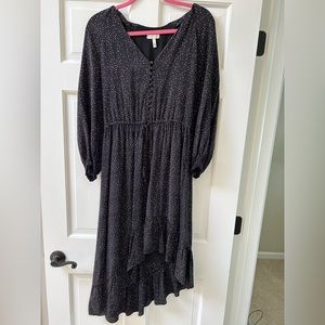 Joie high low dress. Black with small red hearts. Size small.